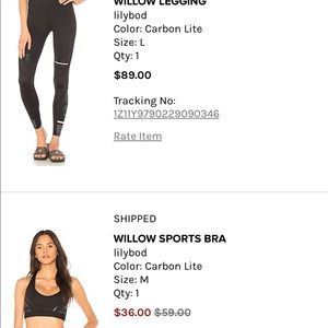 Lilybod Black Legging AND matching bra